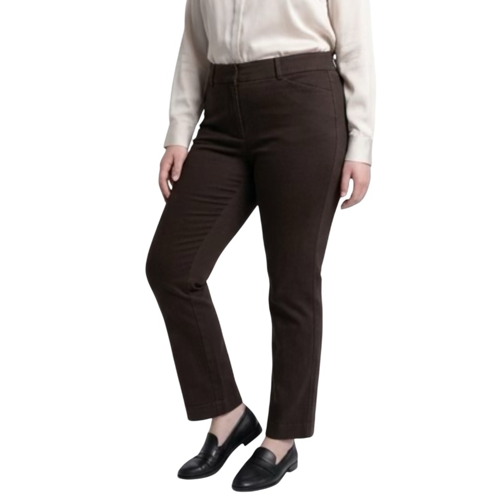Ann Taylor Signature Espresso Brown Straight Leg Dress Pants Trousers Womens 6